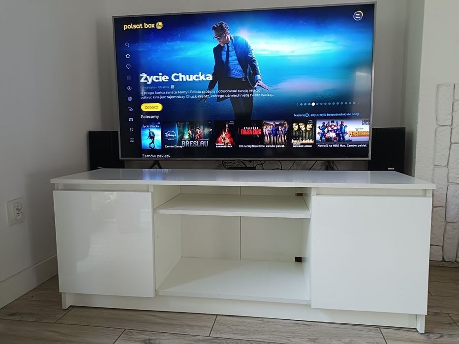 Szafka rtv biała, połysk, salon, 140cm