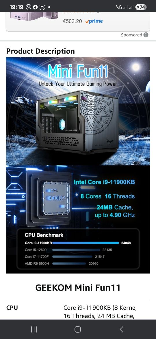 Новий ігровий ПК комп'ютер Geekom Fun 11 Core i9 DDR4 32