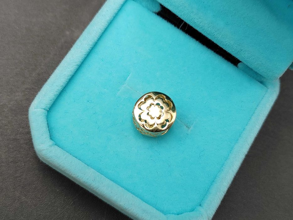 NOWY Złoty Charms Kwiat Ażur / Złoto 585