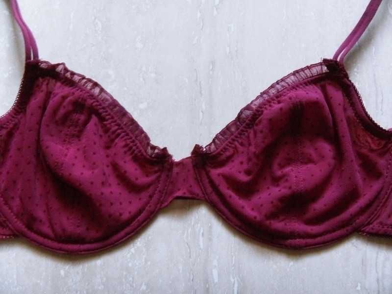 Bordowy stanik bielizna w kropki 75B Ann Summers bielizna damska