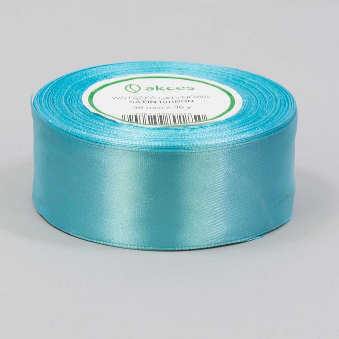 Tasiemka satynowa wstążka 38mm 32m turkusowa