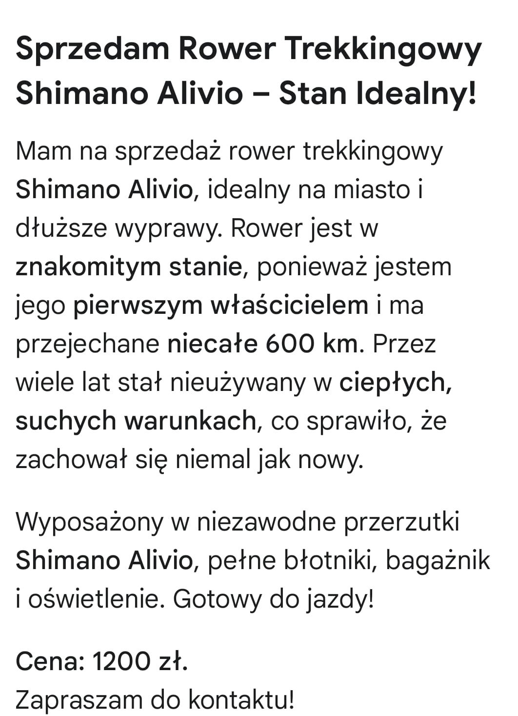 Rower trekkingowy