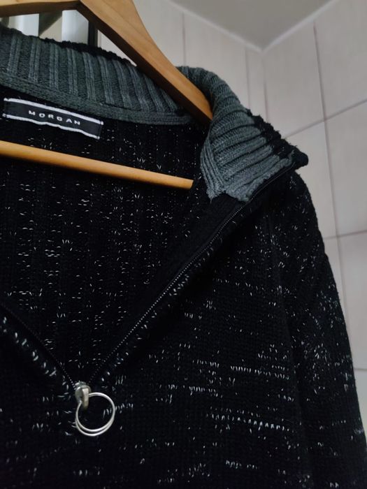 Sweter Morgan XL  bawełniany czarny ciemny bawełna bluza hoodie rozpin