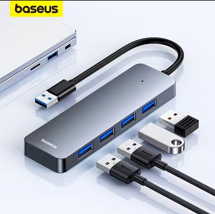 BaseusХабПереходникUSB3.0Концентратор4in1ДляПкНоутбукПодовжувУдлинител
