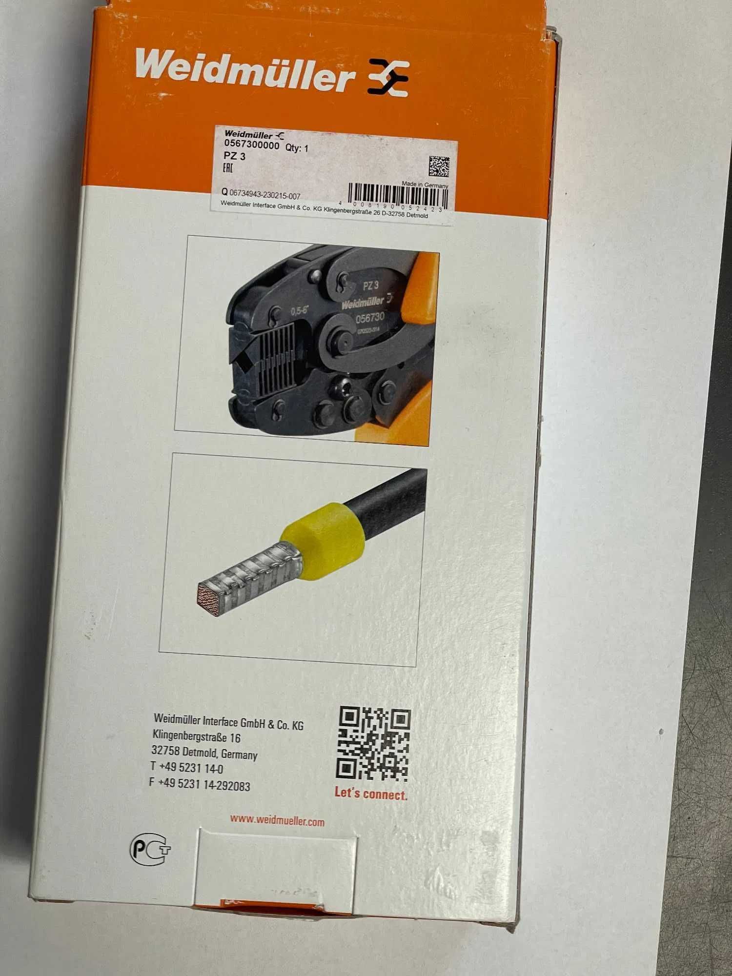 WEIDMULLER PZ 3 0,5-6 mm2 AWG 20-10 Praska szczypce ZACISKARKA kabli
