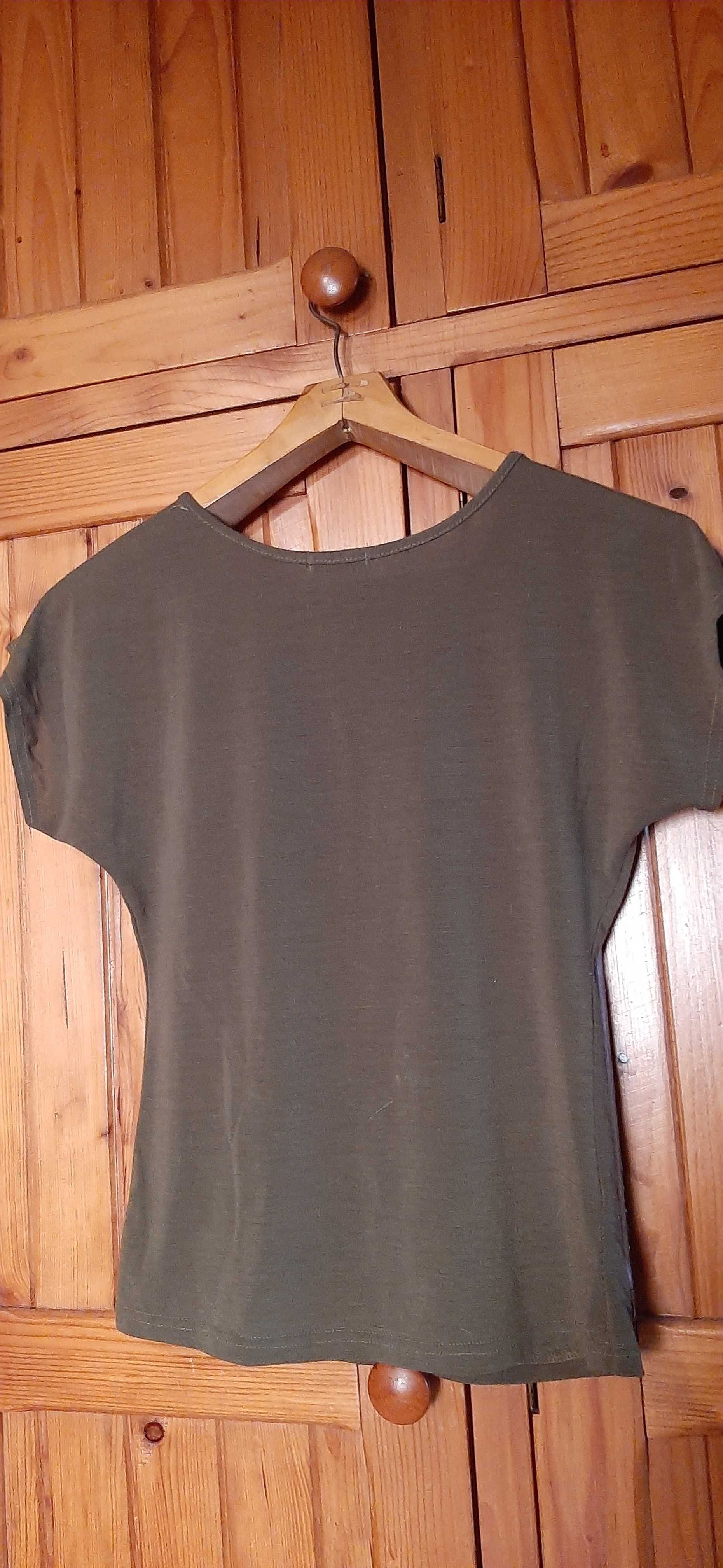 Koszulka XXL Khaki V-neck - Damski T-shirt z  Nadrukiem Gitarzystki