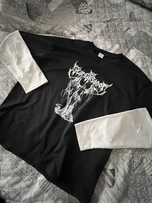 Продам чорнобілий metal, opium, y2k лонгслів бренду “Trend”