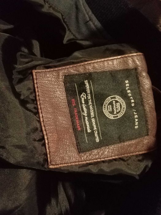 Selected kozia skóra kurtka męska skórzana bomber M przejściowa wiatro
