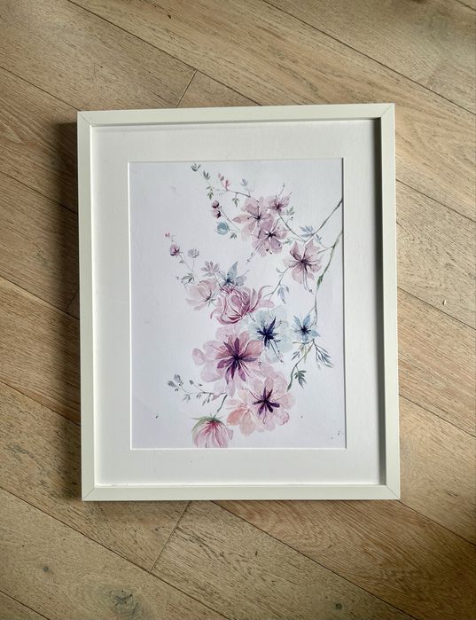 Ręcznie malowany obraz kwiaty akwarela A3 duży