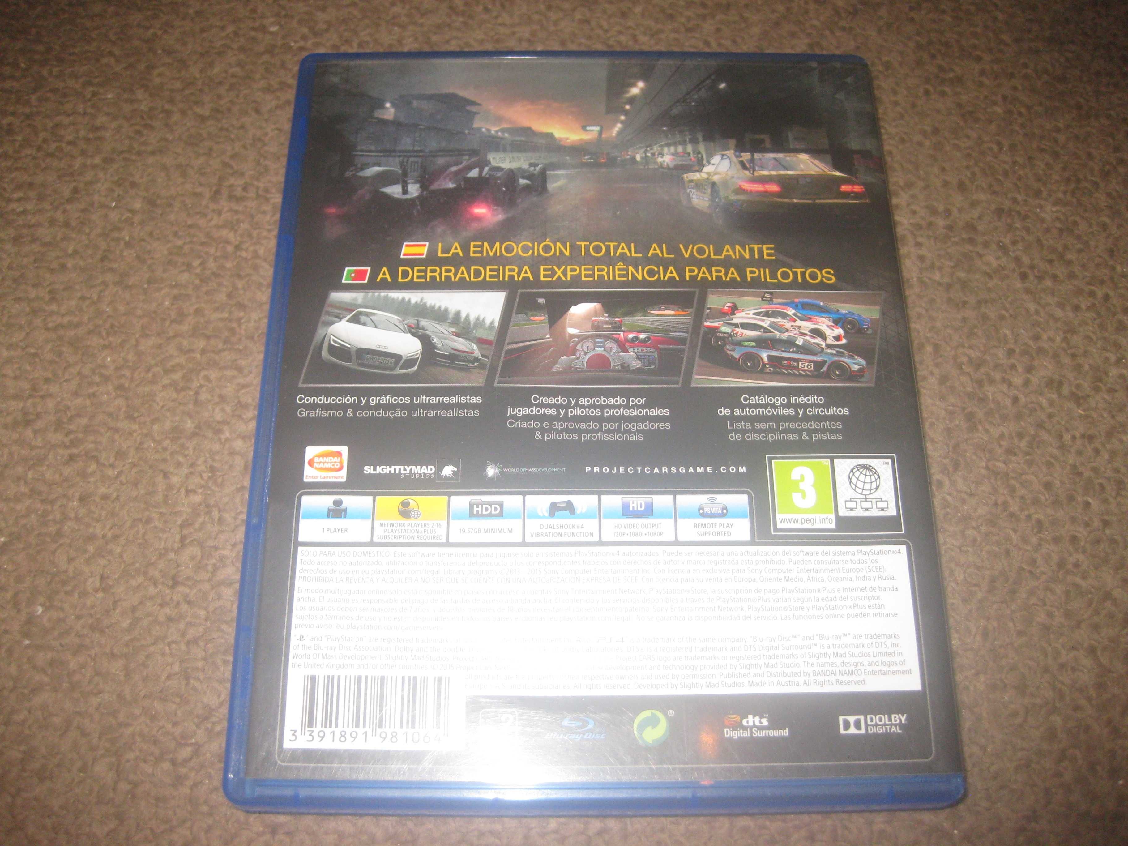 Jogo "Project Cars" para a Playstation 4/Impecável!