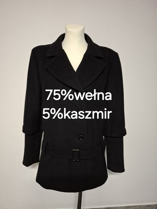 Krótki płaszcz damski wełna, kaszmir