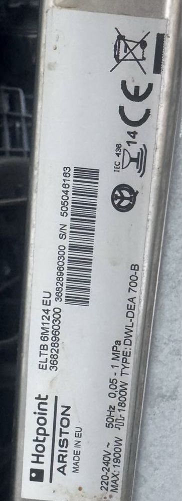 Zmywarka Hotpoint Ariston Indesit ELTB6M124 A++ 9l do zabudowy