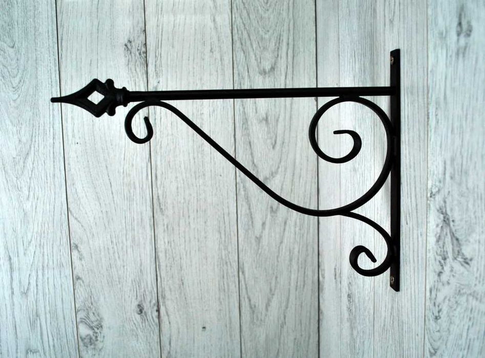 Wieszak Hak Uchwyt metalowy kuty na doniczkę - Czarny RAL 9005 (W02)