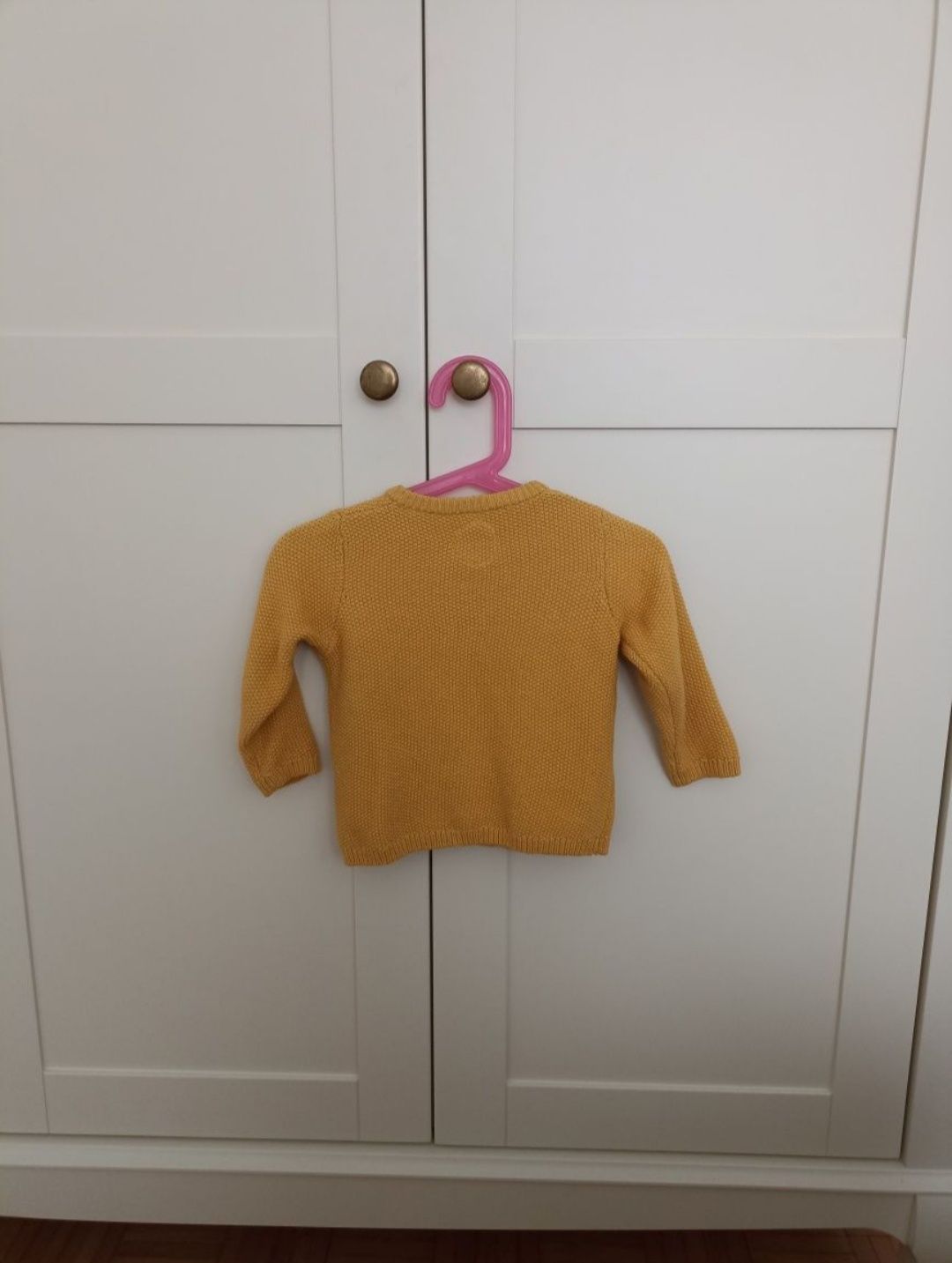 Bawełniany żółty musztardowy dziewczęcy kardigan sweter 80 cool club