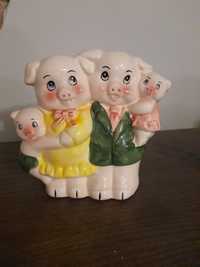 Porcelanowa skarbonka rodzinka świnek