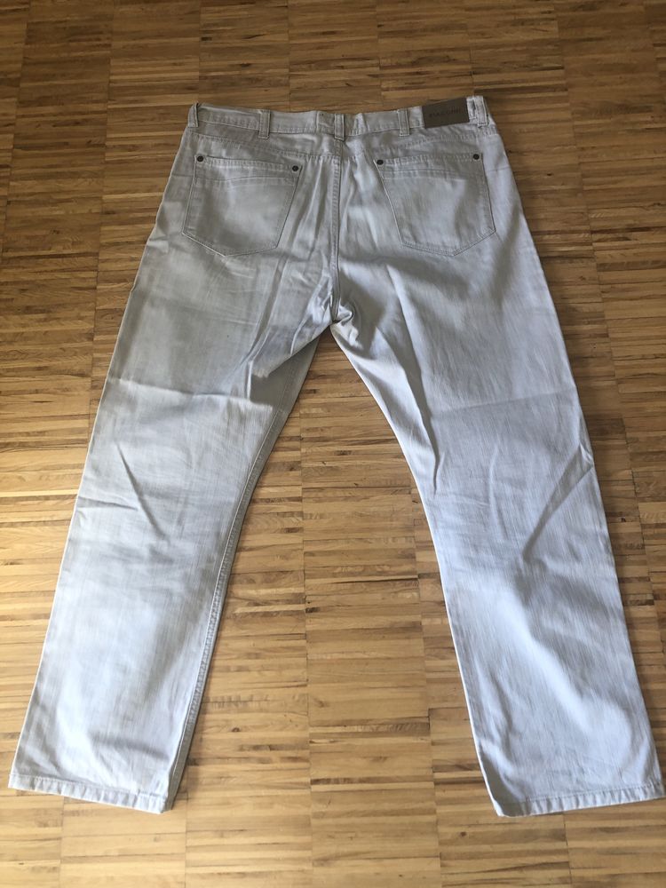 Duże męskie spodnie jeansowe Biaggini -beżowe wzrost 190cm