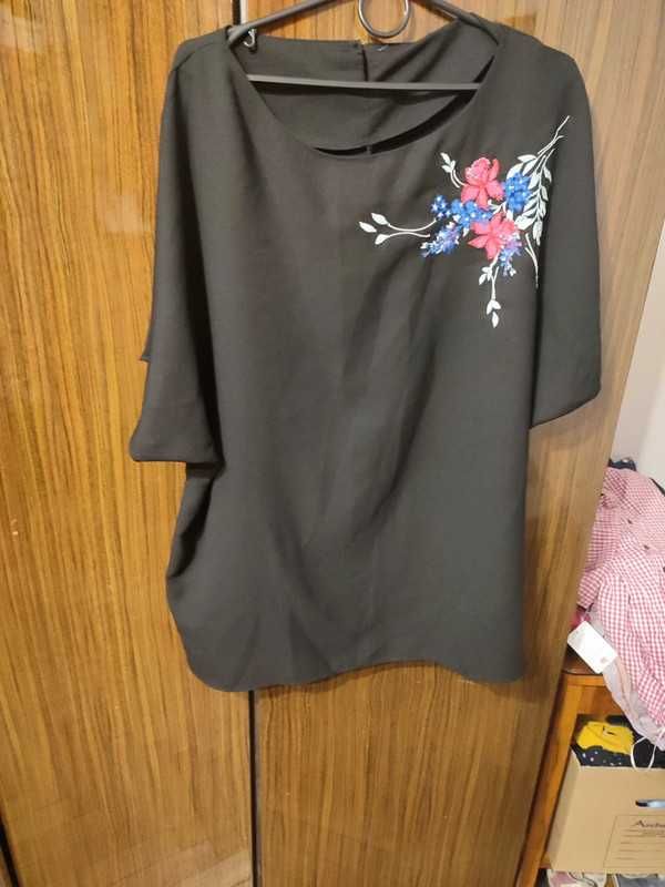 Bluzka koszula plus size 50 52 haft kwiaty