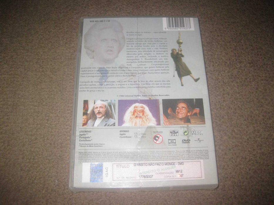 DVD "O Hábito Não Faz o Monge" com Andy Kaufman/Selado/Raríssimo!