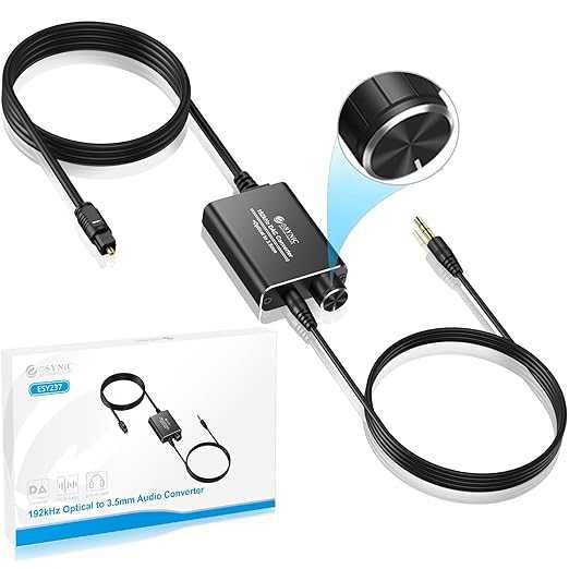 eSynic Konwerter DAC 192 kHz SPDIF na 3,5 mm AUX cyfrowy na analogowy
