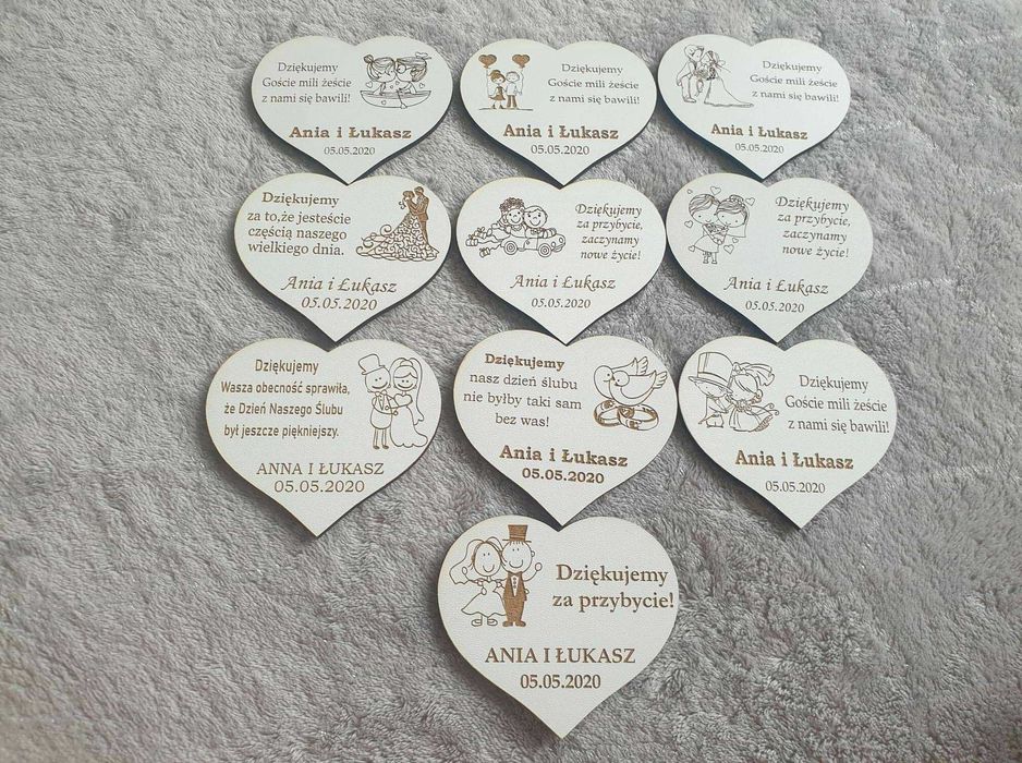 Podziękowania na wesele magnesy