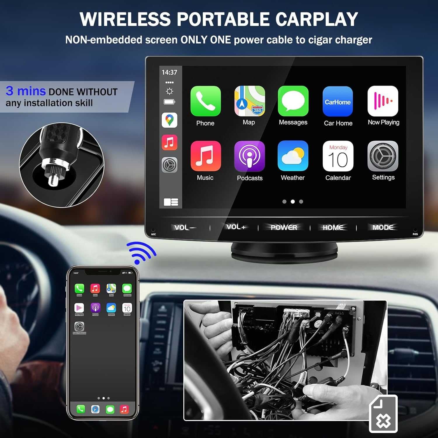 Urvolax UR71C Bezprzewodowy Monitor ANDROID AUTO CARPLAY GPS Airplay