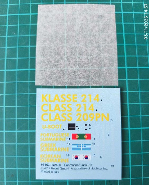 Kit Modelismo 1/144 - Revell Submarine Class 214 (Classe Tridente)