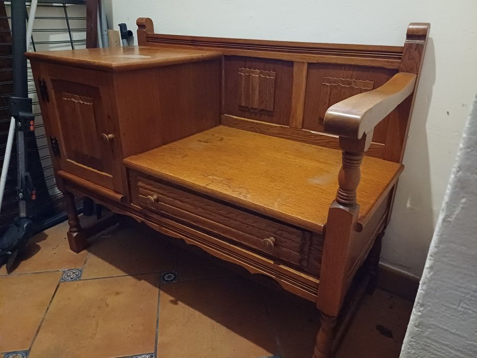 Telefoniera / ławeczka / siedzisko z szafeczką i szufladą drewniane