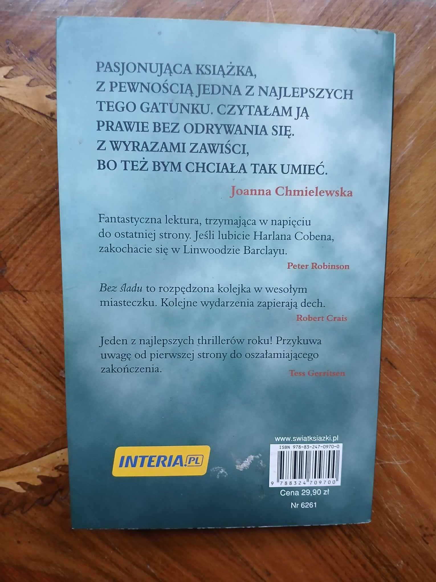 książka Bez śladu Linwood Barclay wyd. Świat Książki 2009r.