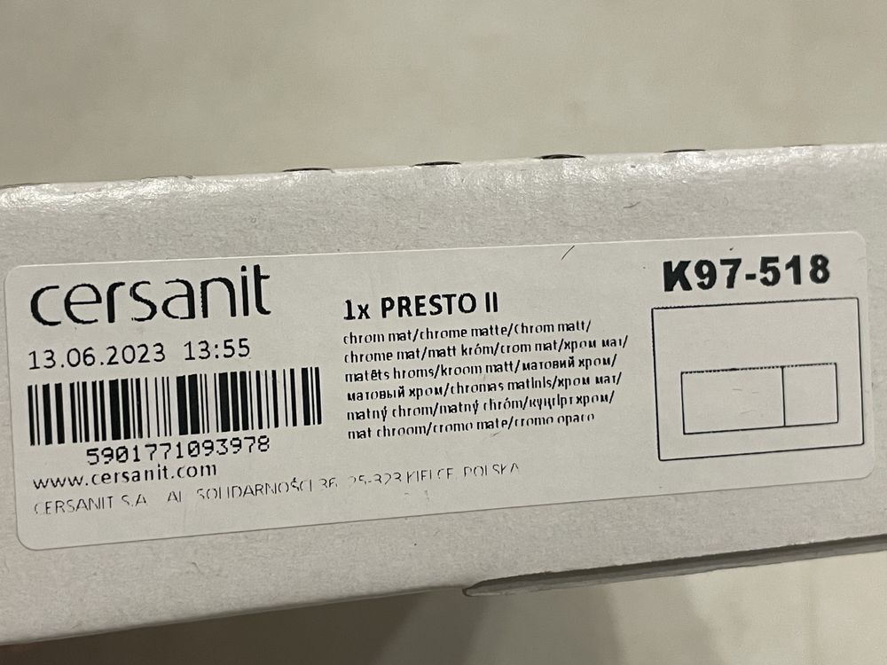 CERSANIT PRESTO II przycisk spłukujący chrom matowy