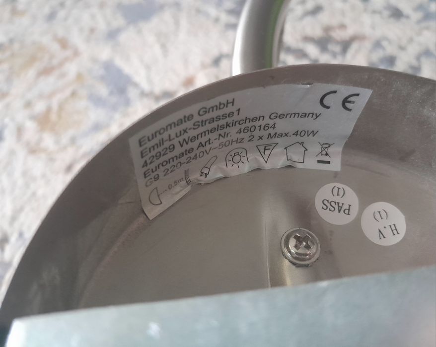 Lampa sufitowa  szklo i stal nierdzewna