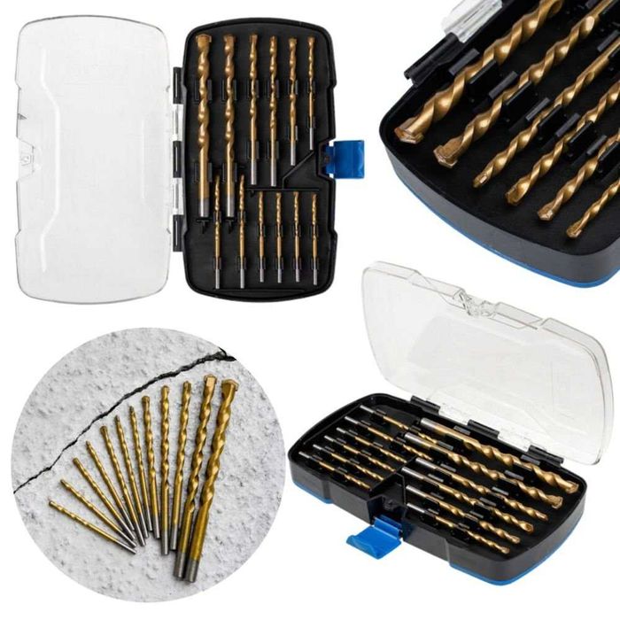 Wiertła do BETONU. Zestaw 12 szt. 3-10mm. Uniwersalne. Pudełko