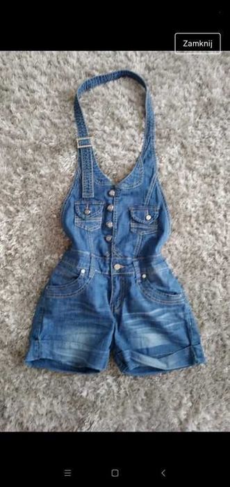 Ogrodniczki jeansowe dżins jeans rozmiar S modne wakacyjne letnie