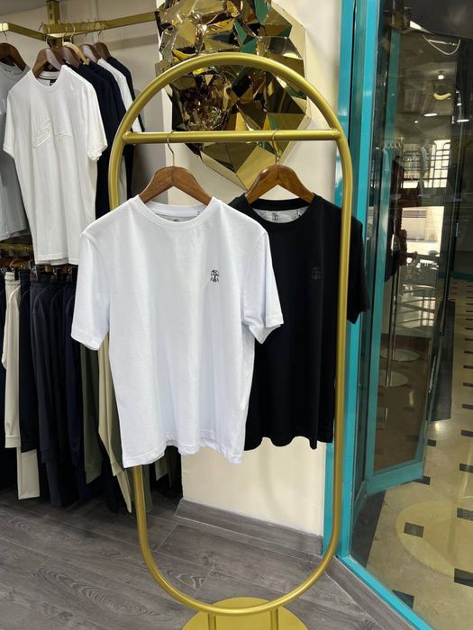 TOP Чоловіча котонова брендова футболка чорна/біла M,L,XL,2XLШОУРУМ