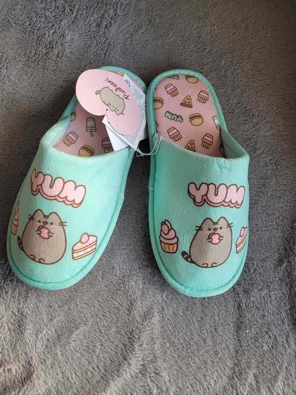 Kapcie Pusheen rozm. 38 miętowe yum z kotem koty kot nowe z metkami