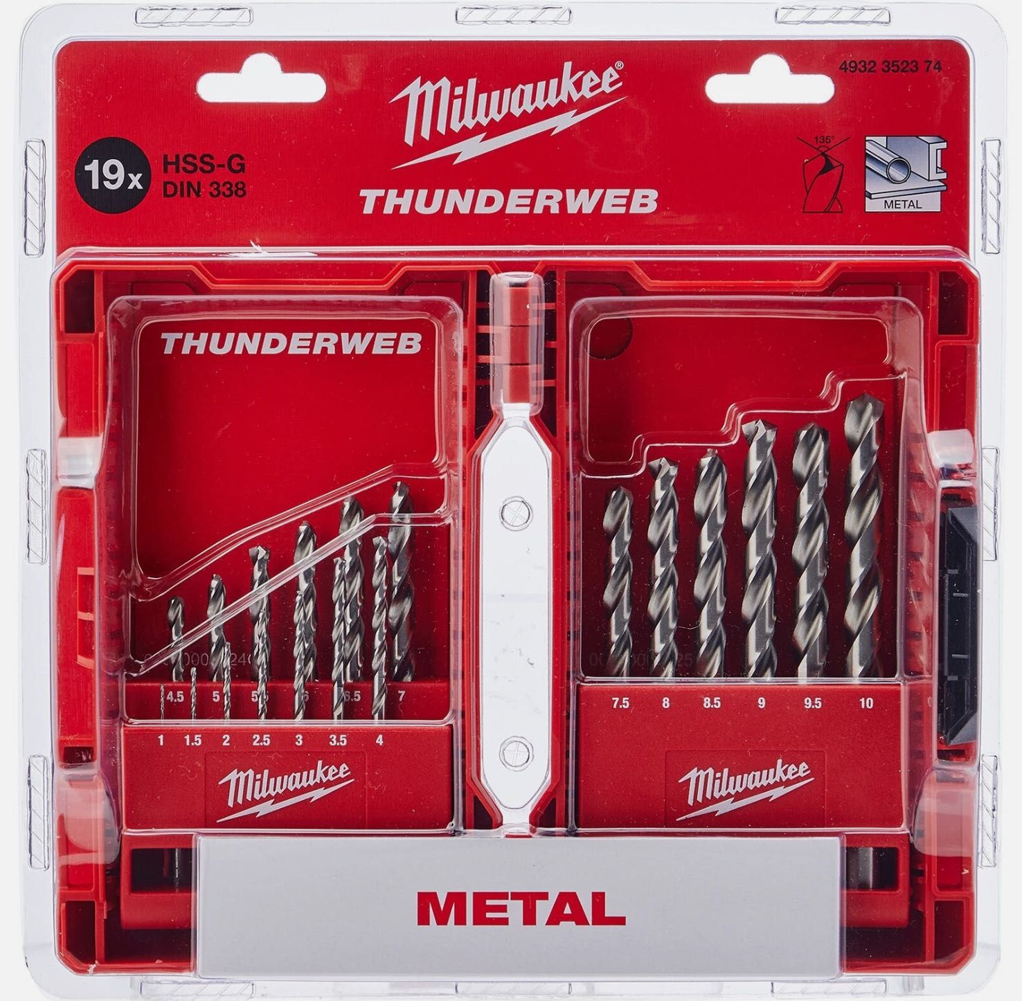 Набір свердл по металу THUNDERWEB HSS-G MILWAUKEE DIN338 (19шт)