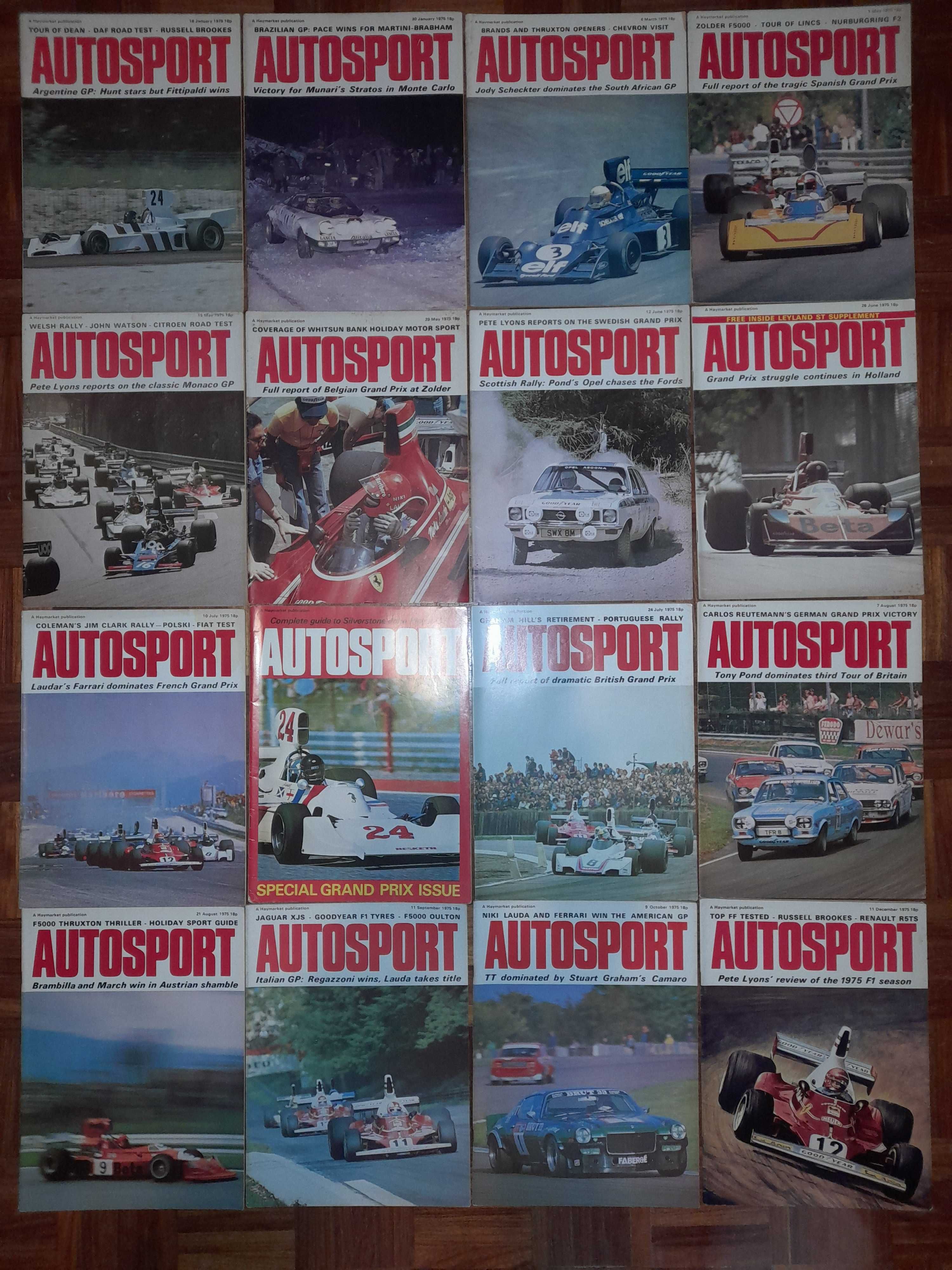 Lote 16 revistas Autosport inglês  Fórmula 1  1975 campeão Niki lauda