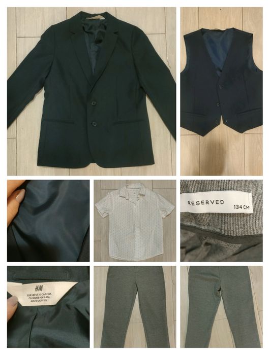 Zestaw elegancki święta spodnie marynarka kamizelka koszula