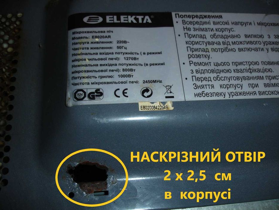 ПІЧ мікрохвильова ELEKTA E8020AR, ХЛІБОПІЧКИ, комбайн TEFAL - на з/ч