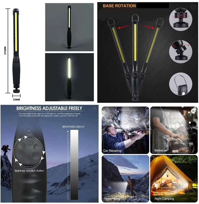 Lanterna oficina inspeção automóvel LED C/ base magnética