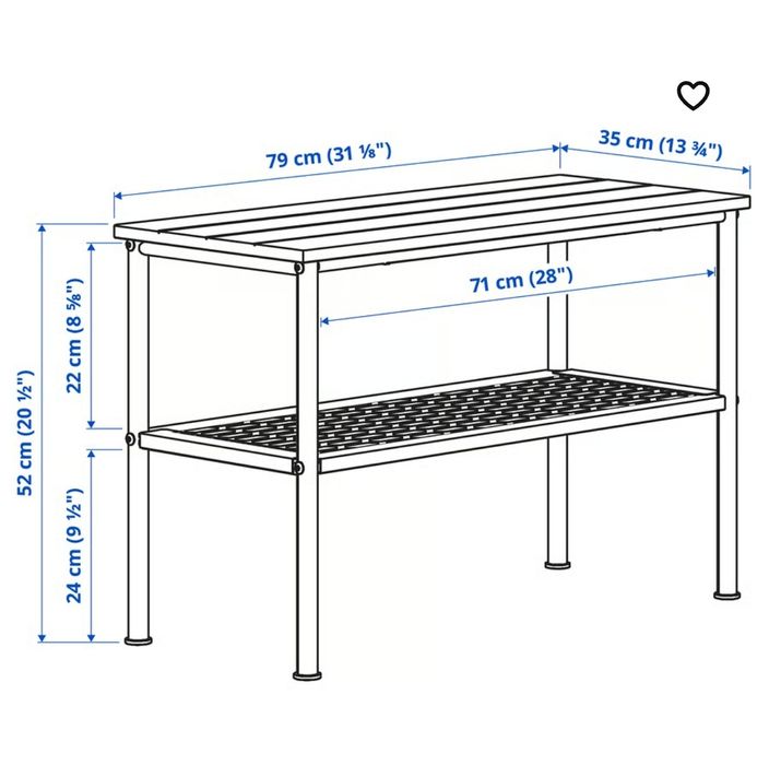 Banco com arrumação para sapatos (sapateira)
