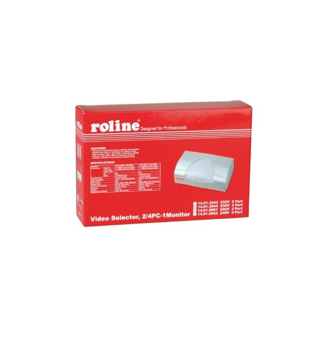 Video switch para ligar 2 pcs a 1 monitor Modelo Roline 230v 2 Port