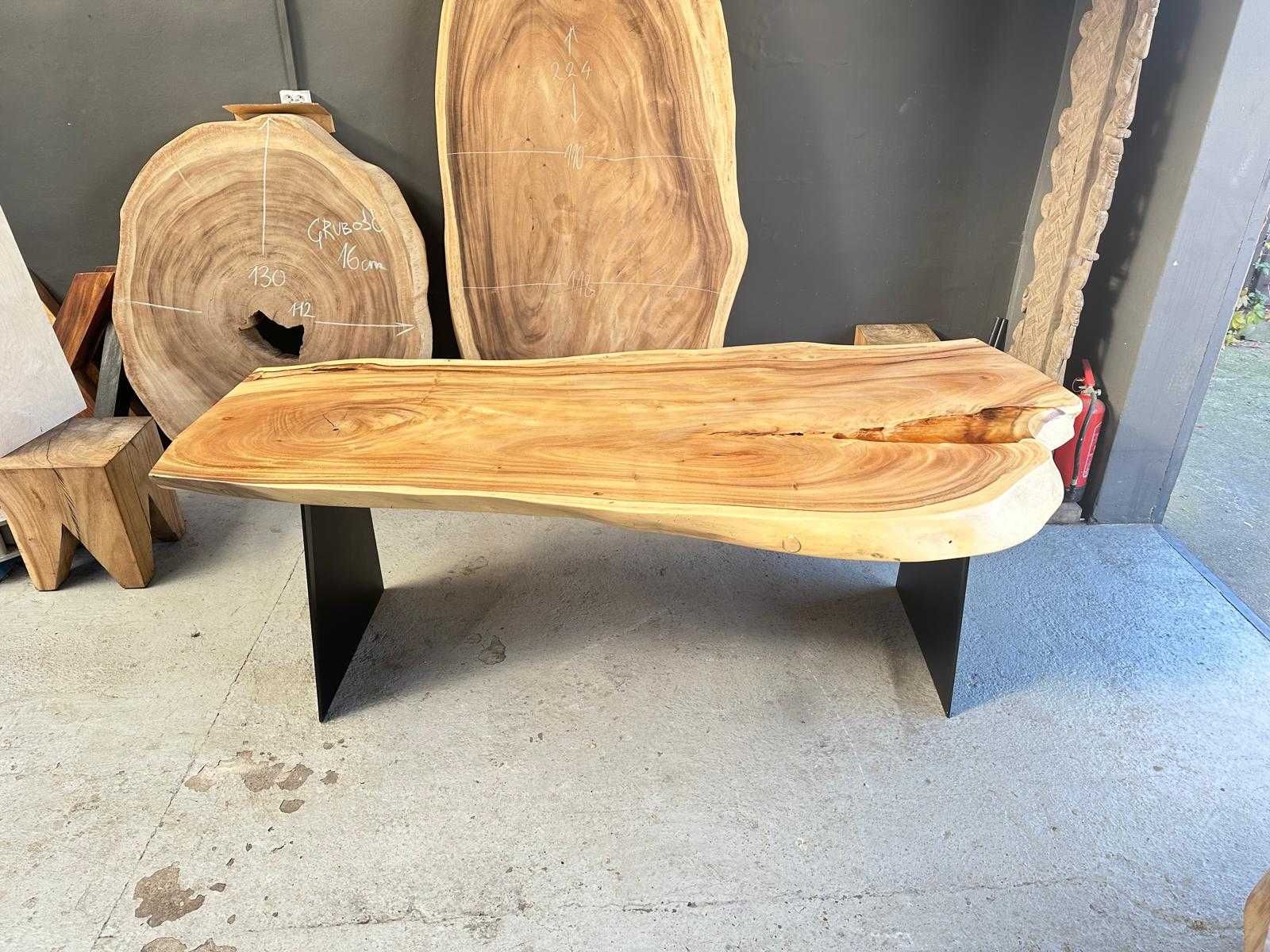 Stół drewniany, stolik kawowy loft monolit Suar  unikat 215cm
