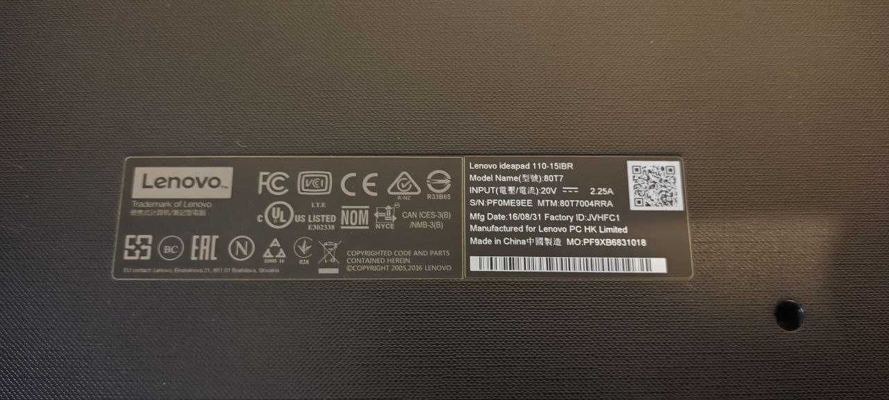Ноутбук Lenovo 110-15IBR/Intel x4/Новый SSD/4GB ОЗУ/Бат. 1.5-2 часа