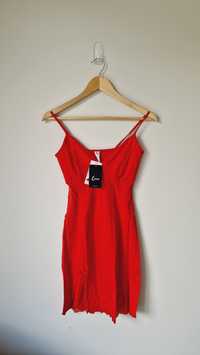 Damska koszula nocna czerwona bawełniana koronka Lega roz.S