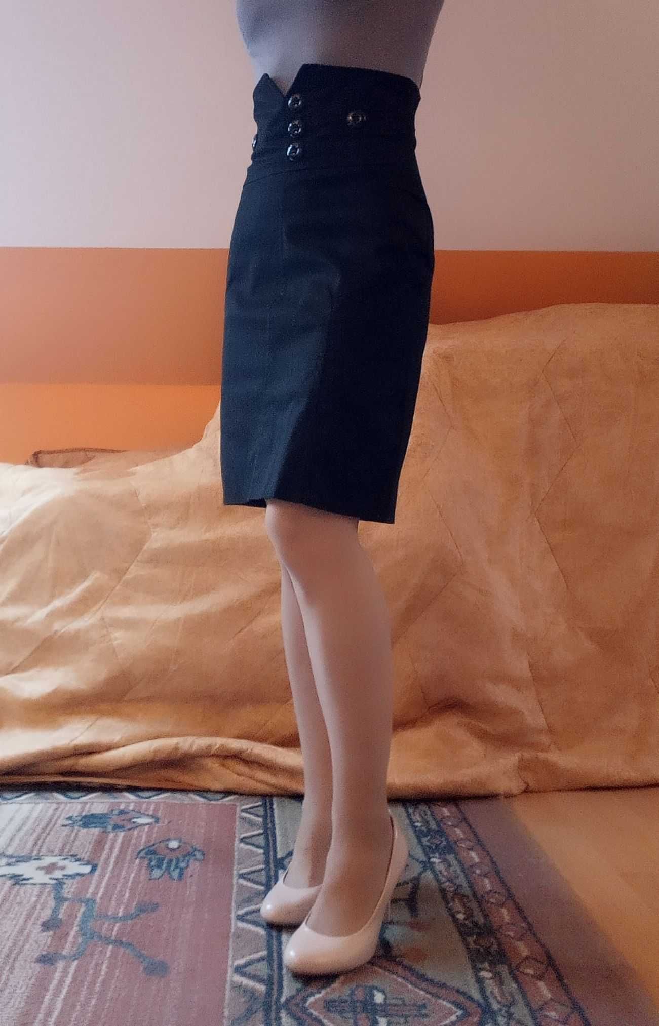 ołówkowa czarna spódnica wysoki stan pin up retro vintage rozm. SX 34
