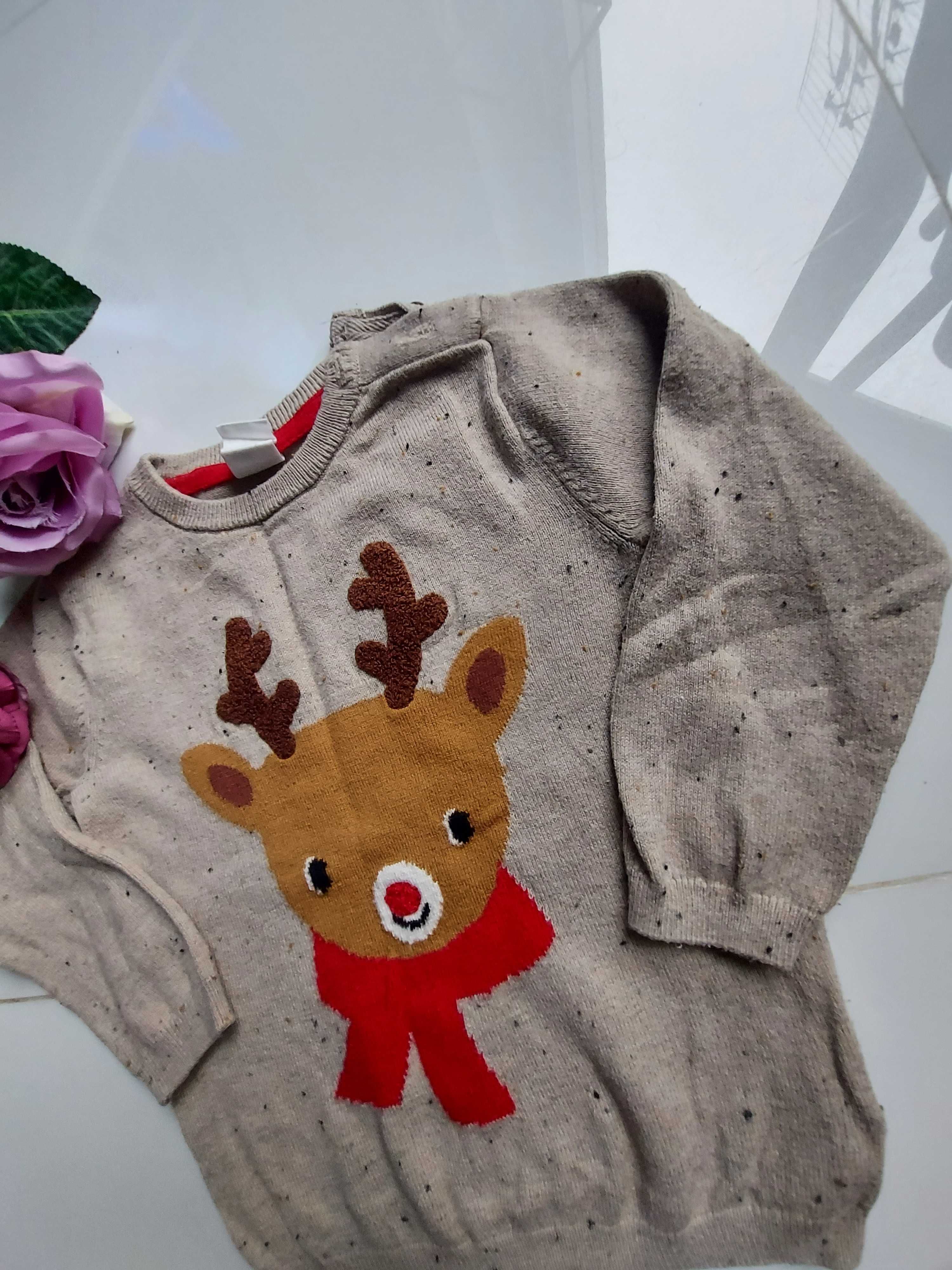 Swetr sweter sweterek świąteczny dla chłopca chłopięcy 92 cm h&m