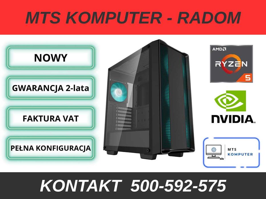 NOWY | Komputer Gamingowy | Ryzen 5600 | RTX 5060 | 16GB | 512GB NVMe