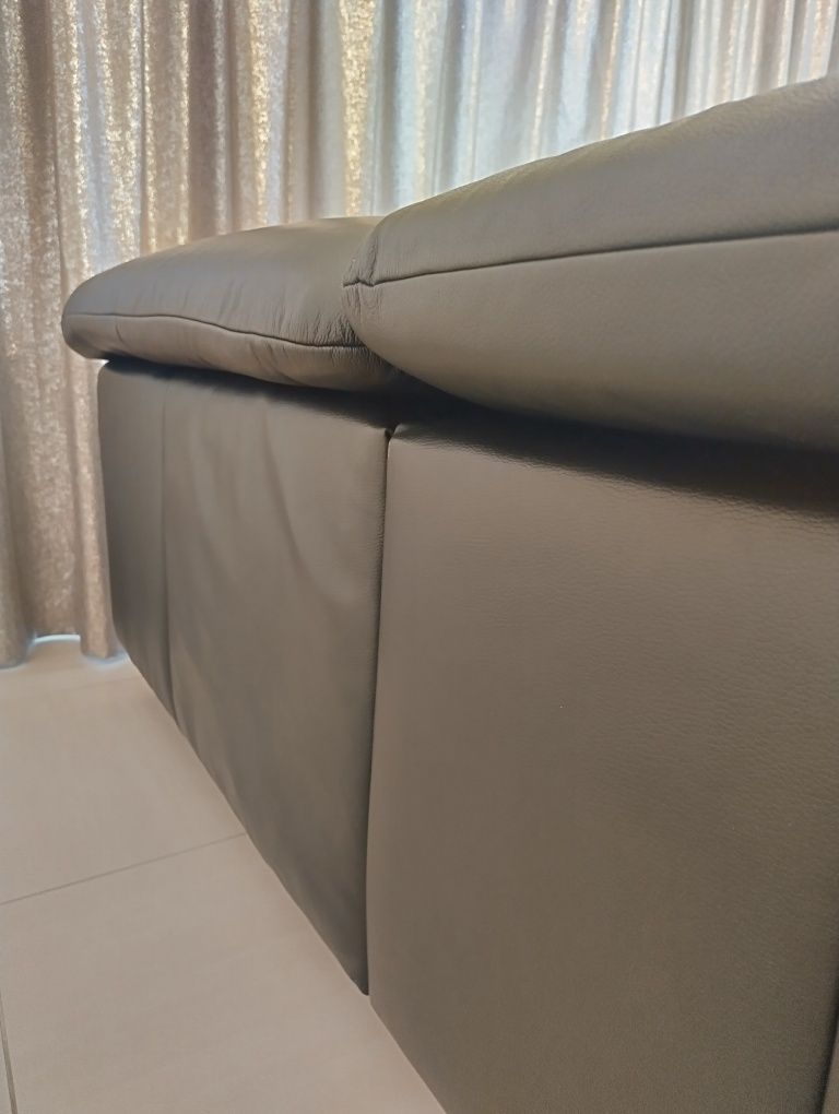 // Sofa Narożnik Elektryczny 100% Naturalna Skóra Gala Collezione //