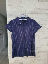 Granatowa koszulka t-shirt Polo damska w groszki Reserved M/L bawełna
