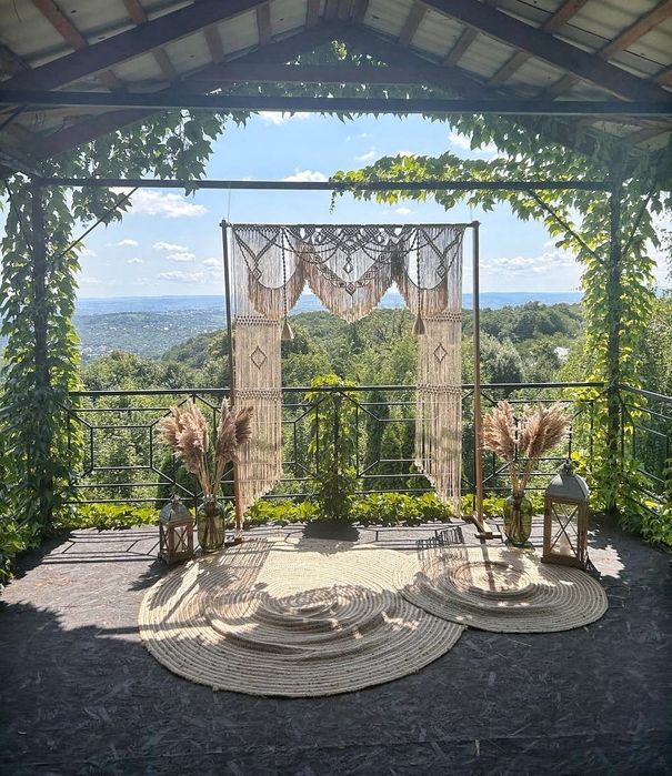 Декоративна арка макраме бохо стиль оренда